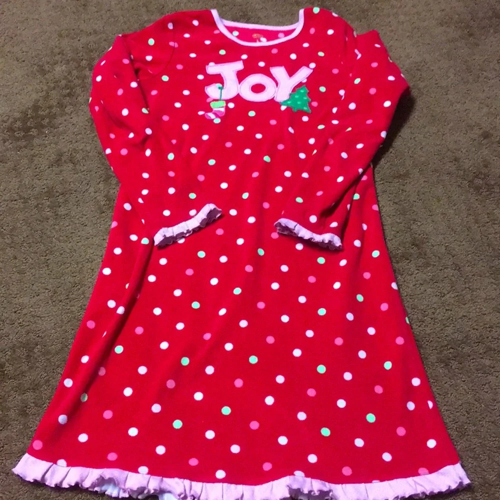 Christmas nightgown size Large girls Carters Joy Holiday pajamas EUC